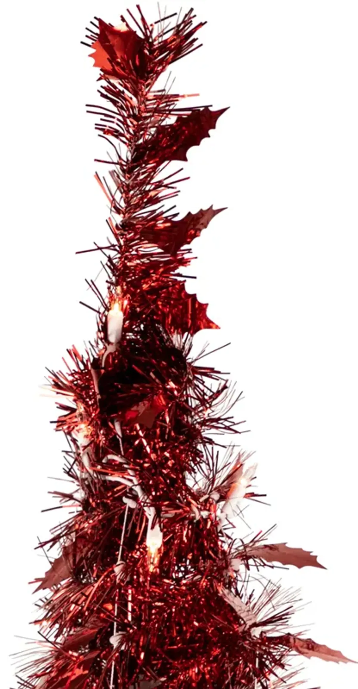 6' Pre-Lit Red Tinsel Pop-Up Artificial Christmas Tree - Clear Lights