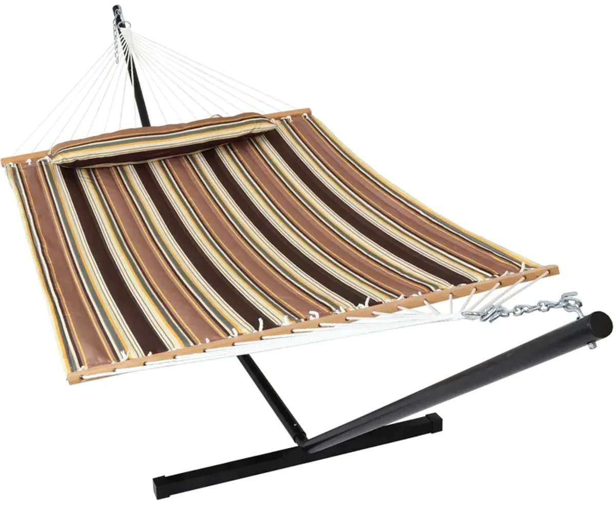 Sunnydaze 2-Person Quilted Fabric Hammock with Steel Stand