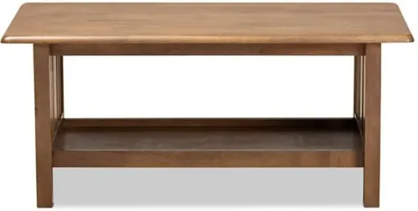 Walnut Brown Finished Rectangular Wood Coffee Table
