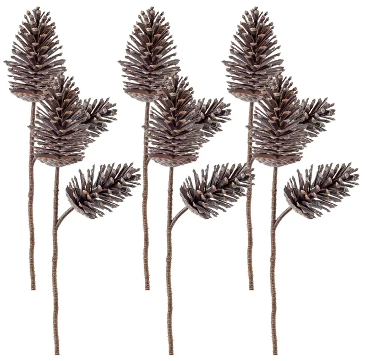 Flocked Pine Cone Spray Set of 6 for Christmas Tree and Seasonal Decor