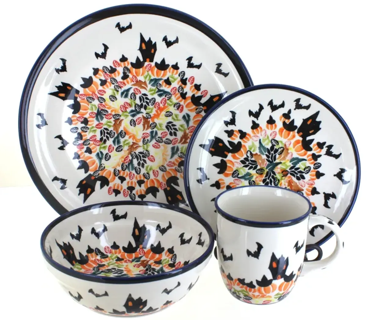 Blue Rose Polish Pottery Zoe 16 Piece Dinnerware Set