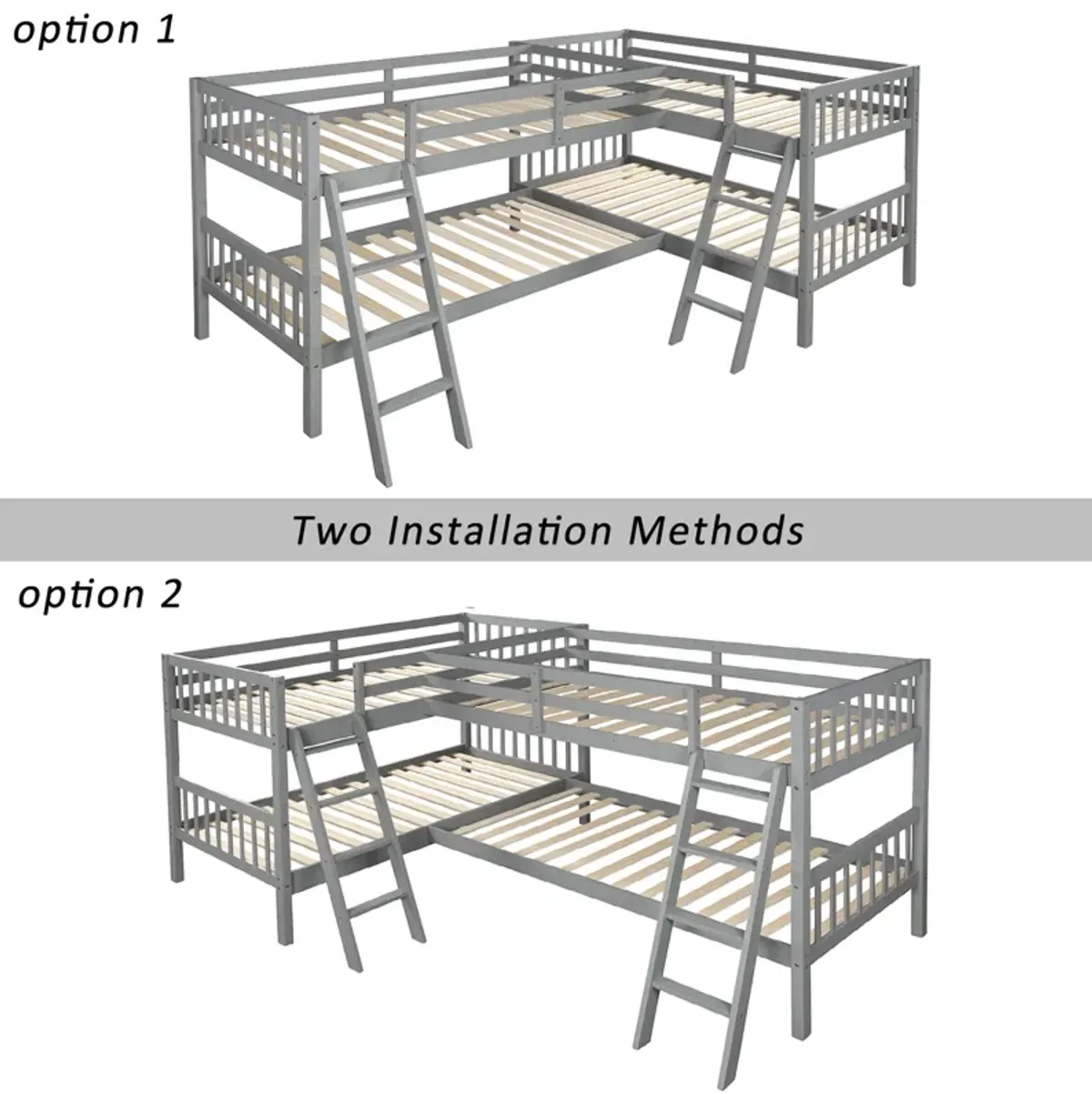 Merax L-Shaped Bunk Bed with Ladder