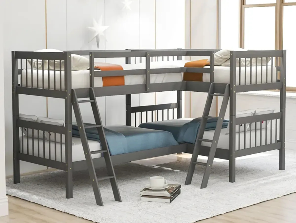 Merax L-Shaped Bunk Bed with Ladder