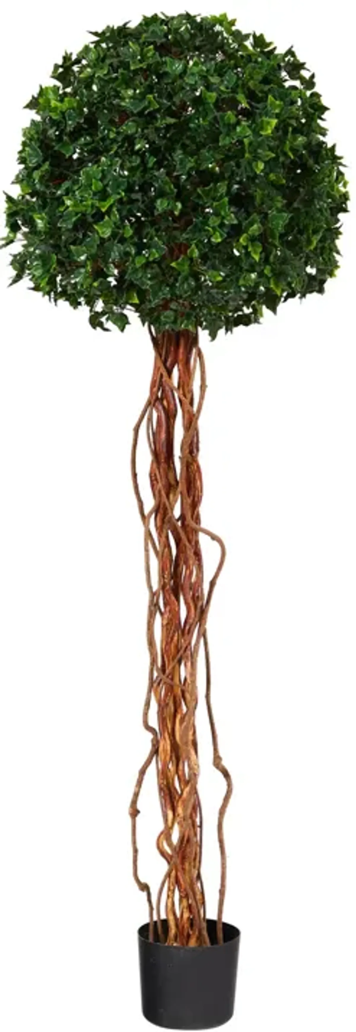 Hivvago 5.5 Feet English Ivy Single Ball Artificial Topiary Tree with Natural Trunk UV Resistant (Indoor/Outdoor)