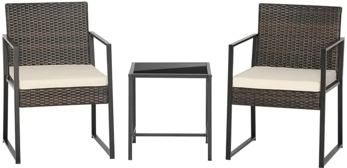 3 Pieces Modern Heavy Duty Patio Furniture Set with Coffee Table