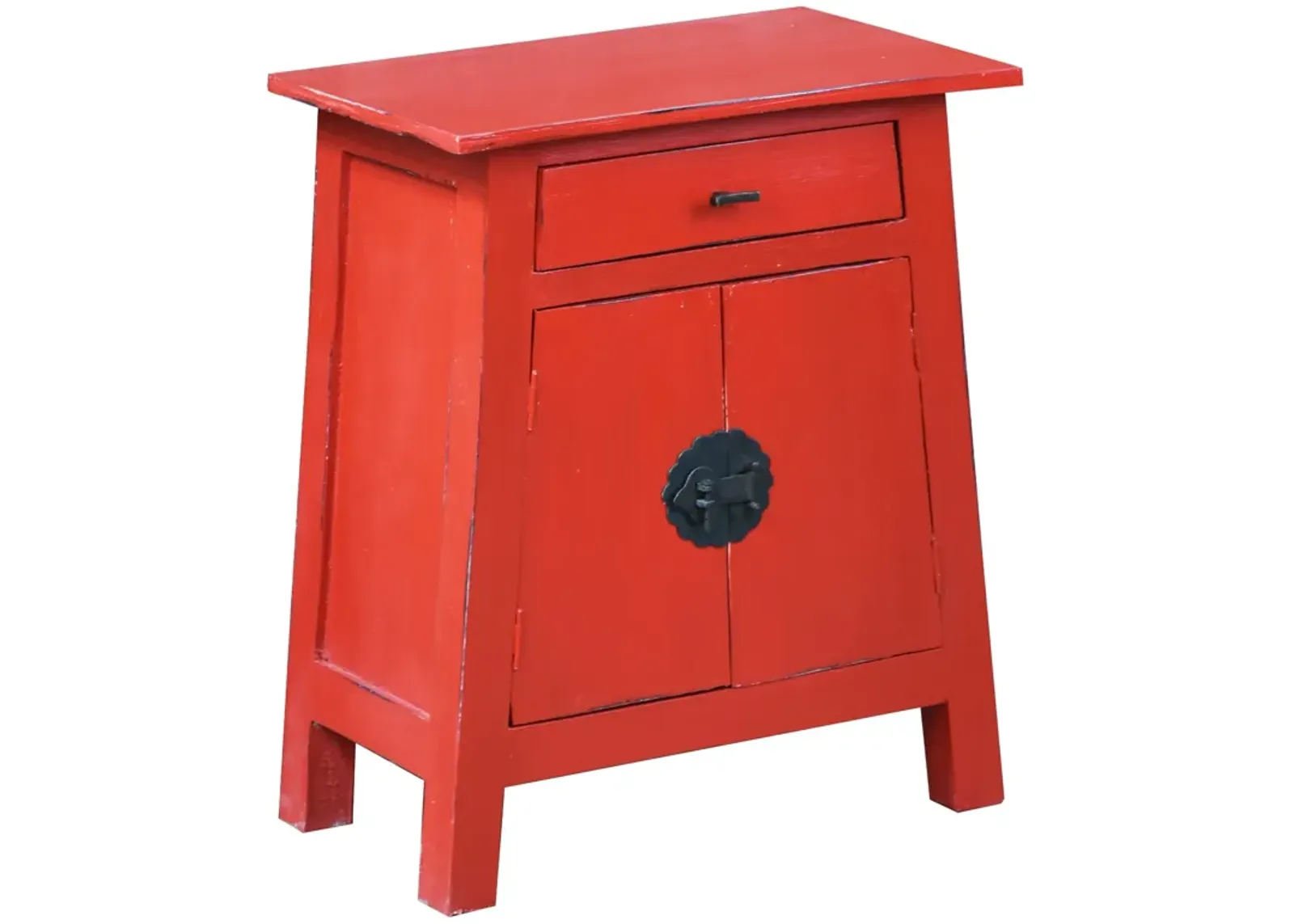 Sunset Trading Cottage Solid Wood Zen End Table | Distressed Red Nightstand | Fully Assembled Accent Cabinet