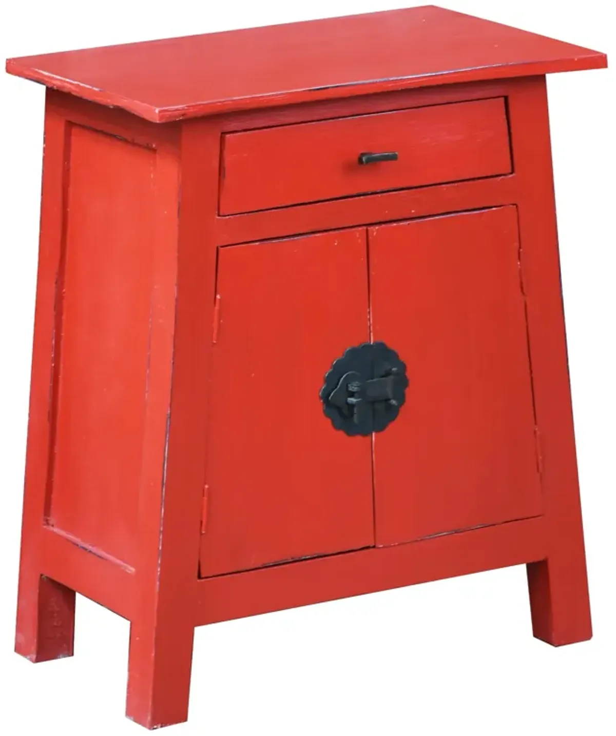 Sunset Trading Cottage Solid Wood Zen End Table | Distressed Red Nightstand | Fully Assembled Accent Cabinet