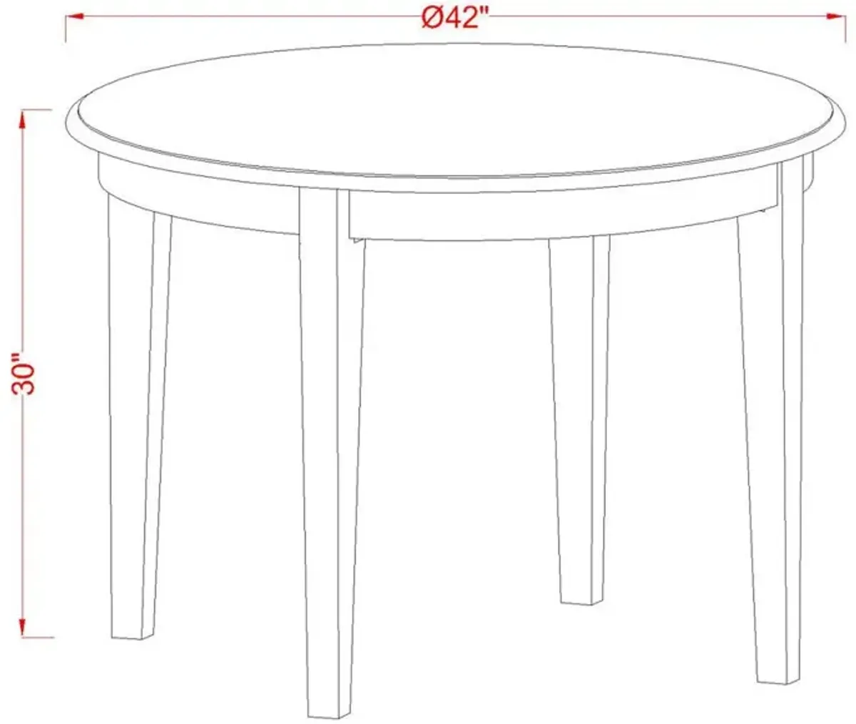 East West Furniture Boston  table  42  Round  with  4  tapered  legs