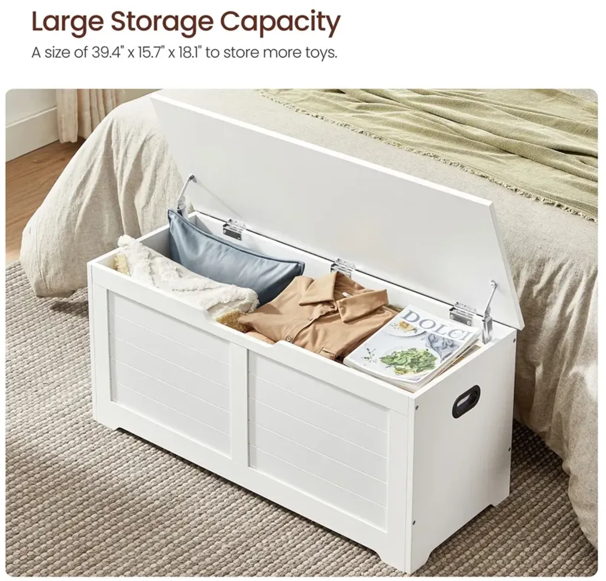 Storage Chest with 2 Safety Hinges