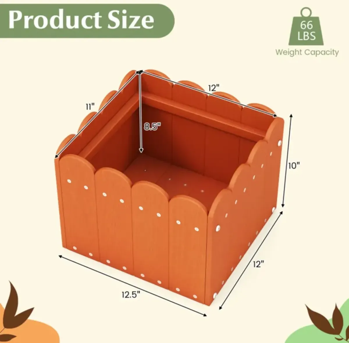 Hivvago Square Planter Box with Drainage Gaps for for Front Porch Garden Balcony