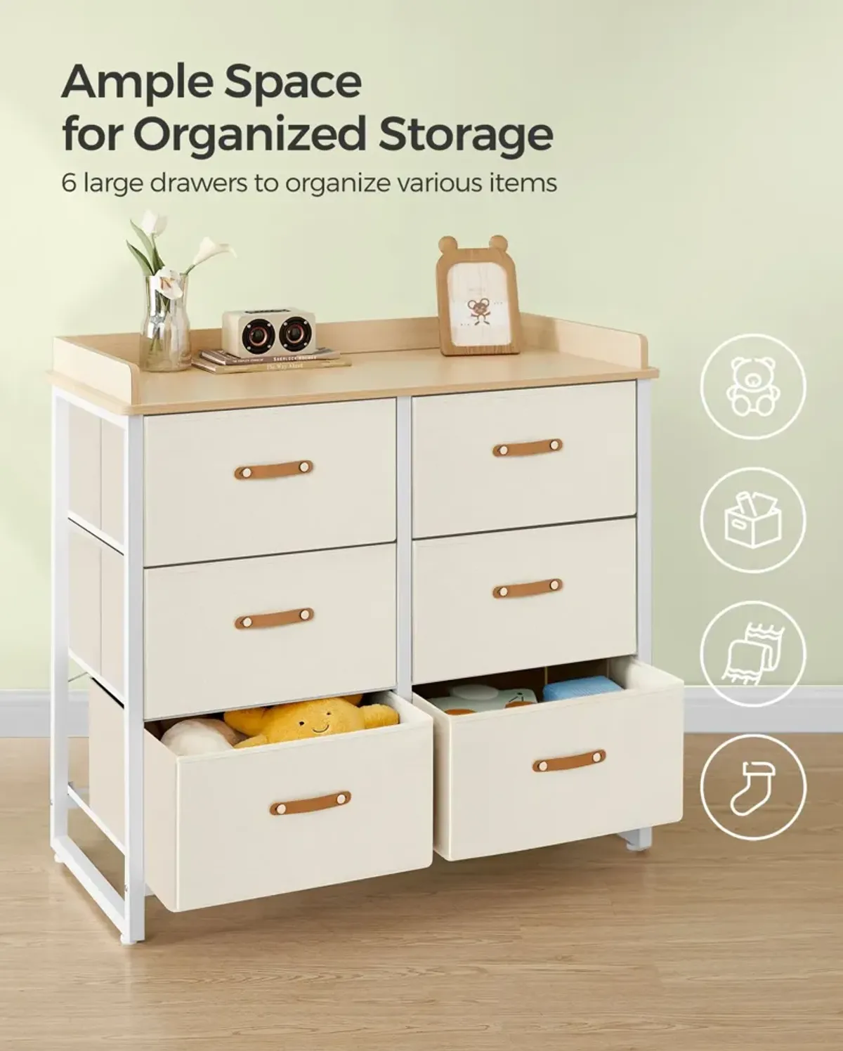 Water-Resistant Kids Dresser with 6 Drawers