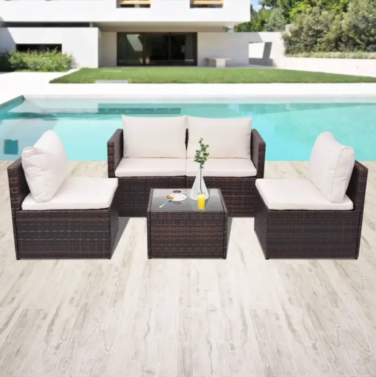 vidaXL Garden Sofa Set 13 Pieces Poly Rattan Brown