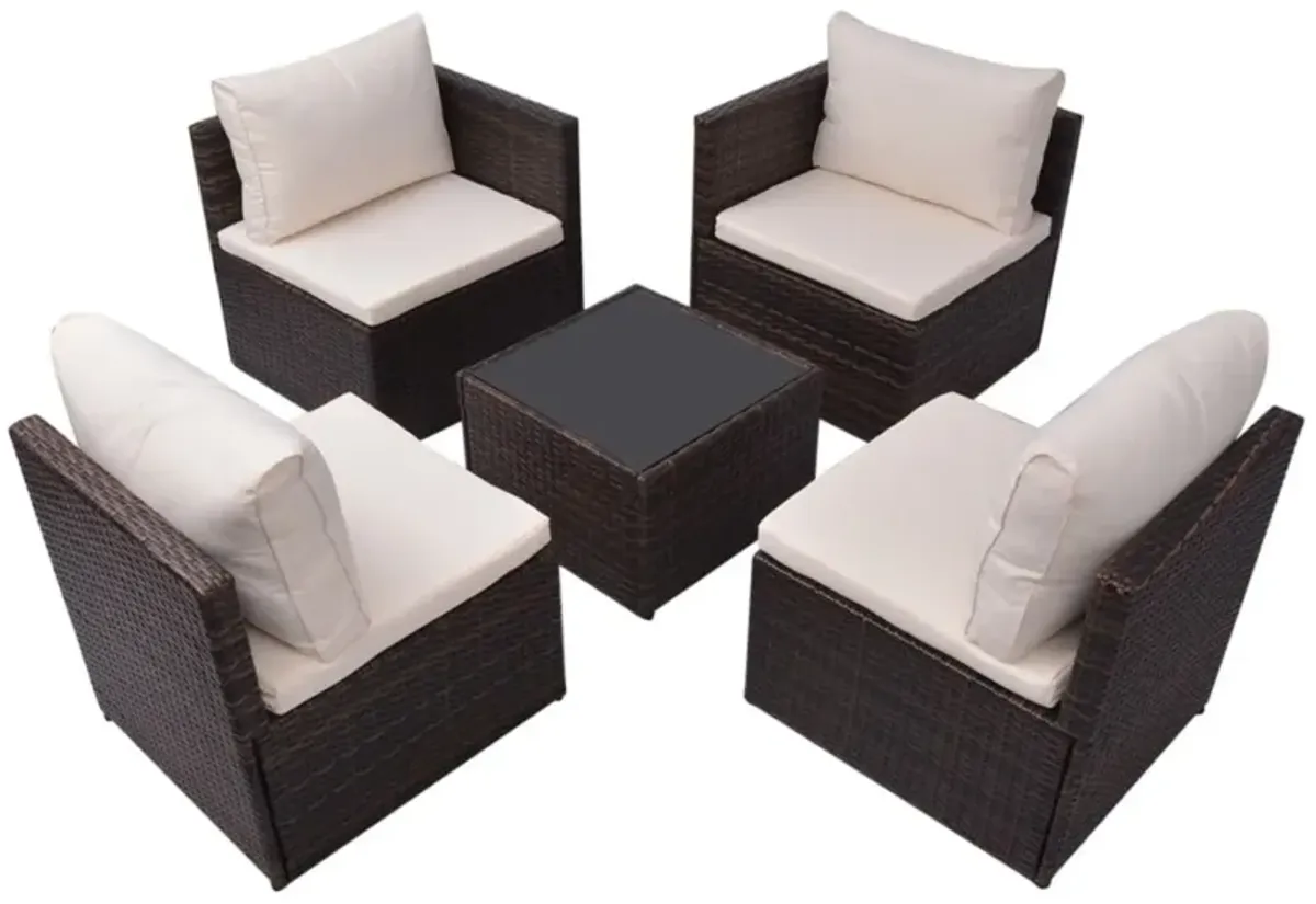 vidaXL Garden Sofa Set 13 Pieces Poly Rattan Brown