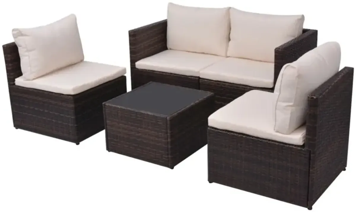 vidaXL Garden Sofa Set 13 Pieces Poly Rattan Brown