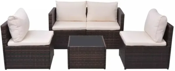 vidaXL Garden Sofa Set 13 Pieces Poly Rattan Brown
