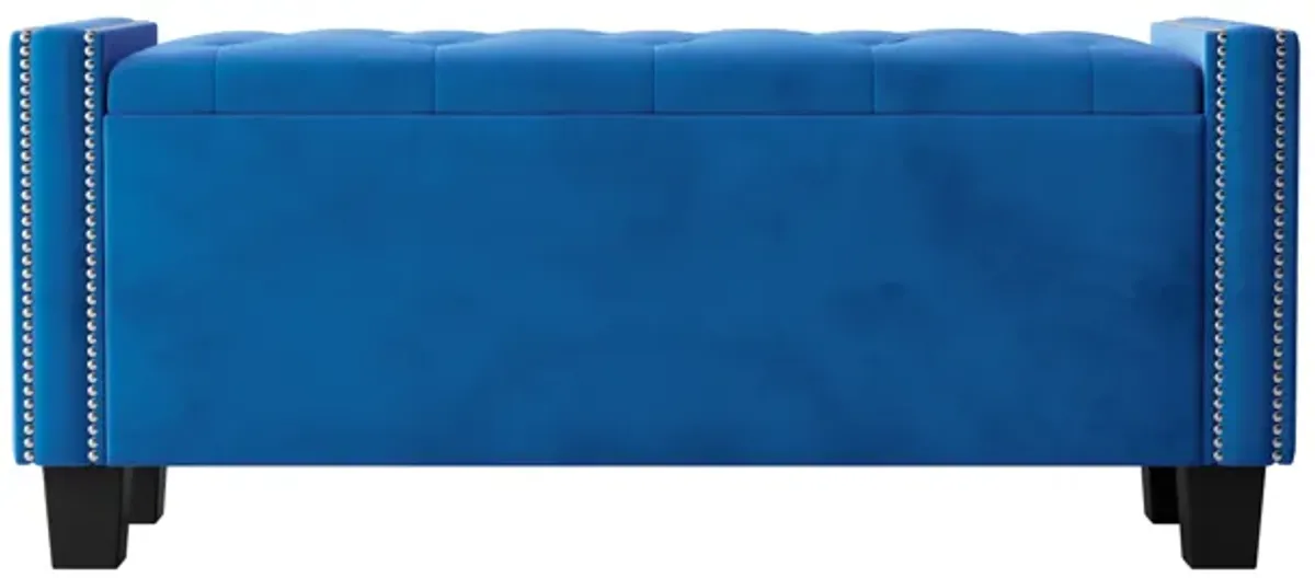 Upholstered Velvet Storage Bench with Rivet Design for Bedroom or Entryway