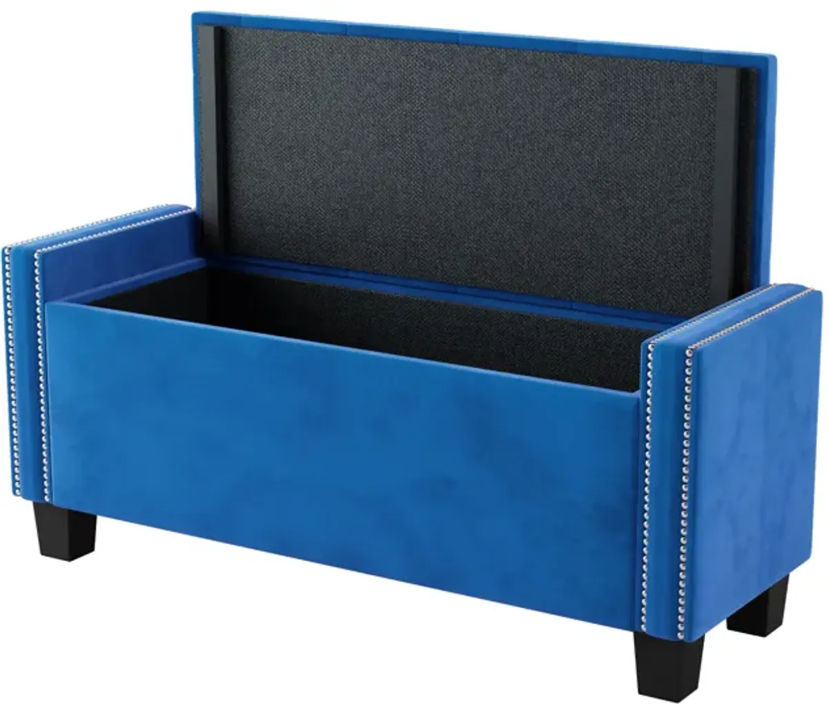 Upholstered Velvet Storage Bench with Rivet Design for Bedroom or Entryway