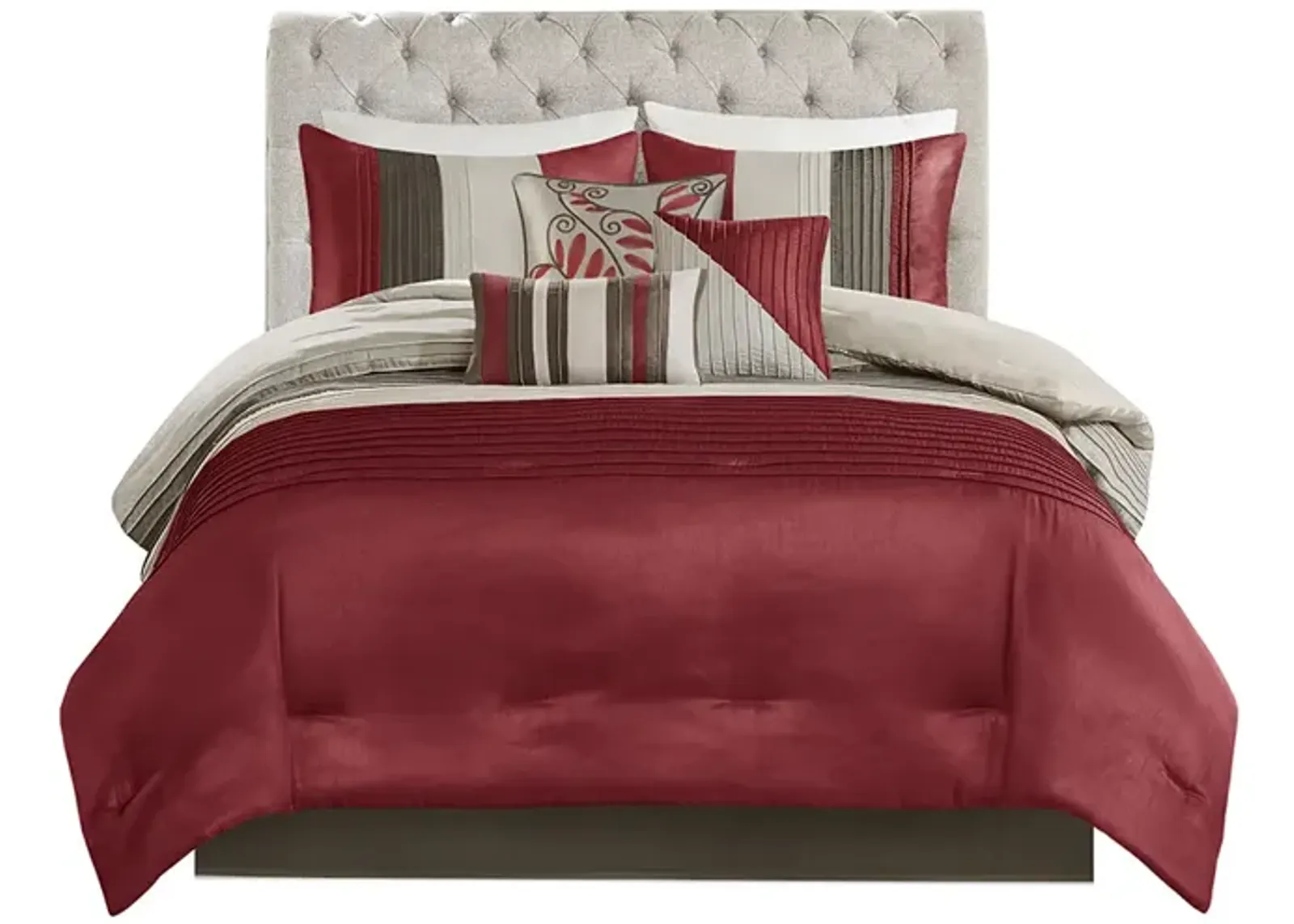 Gracie Mills Nixon 7-Piece Contemporary Striped Comforter Set