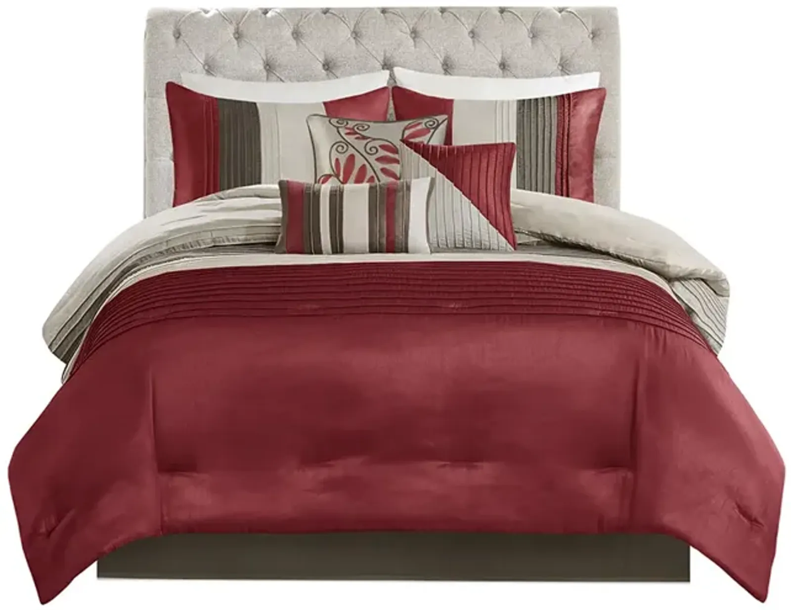 Gracie Mills Nixon 7-Piece Contemporary Striped Comforter Set