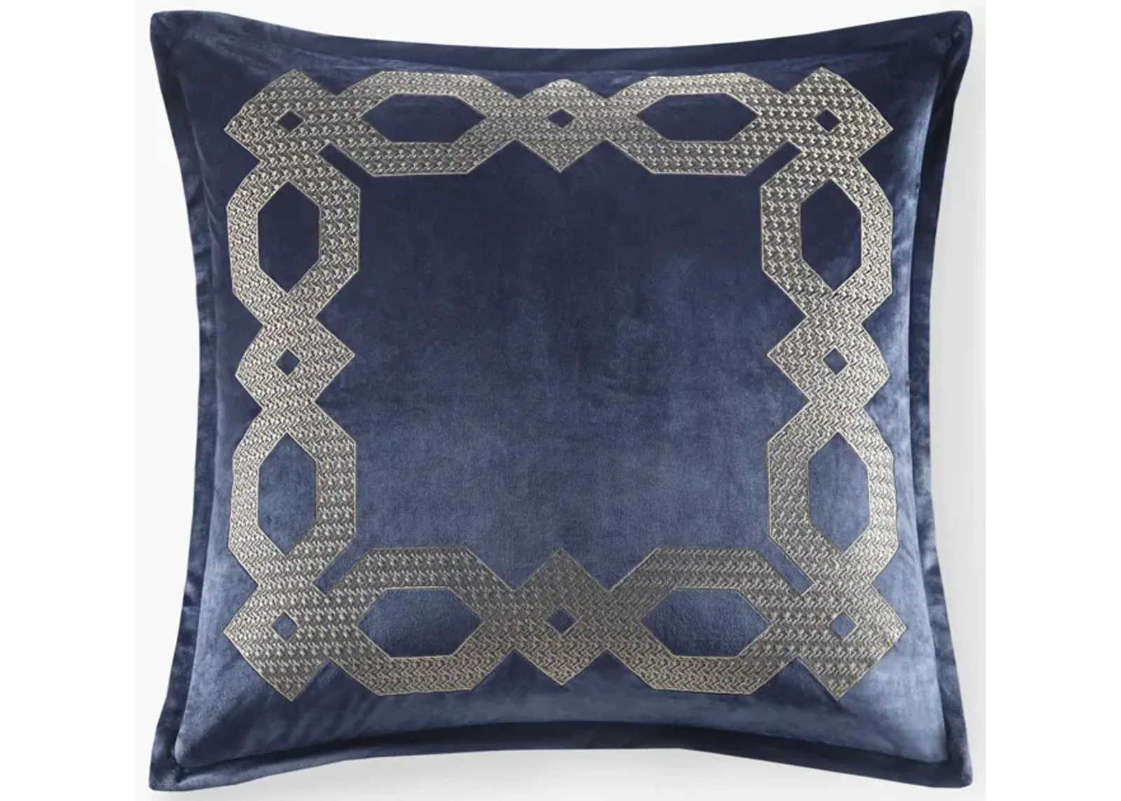 Gracie Mills Mallor Geometric Embroidered Velvet European Pillow Sham