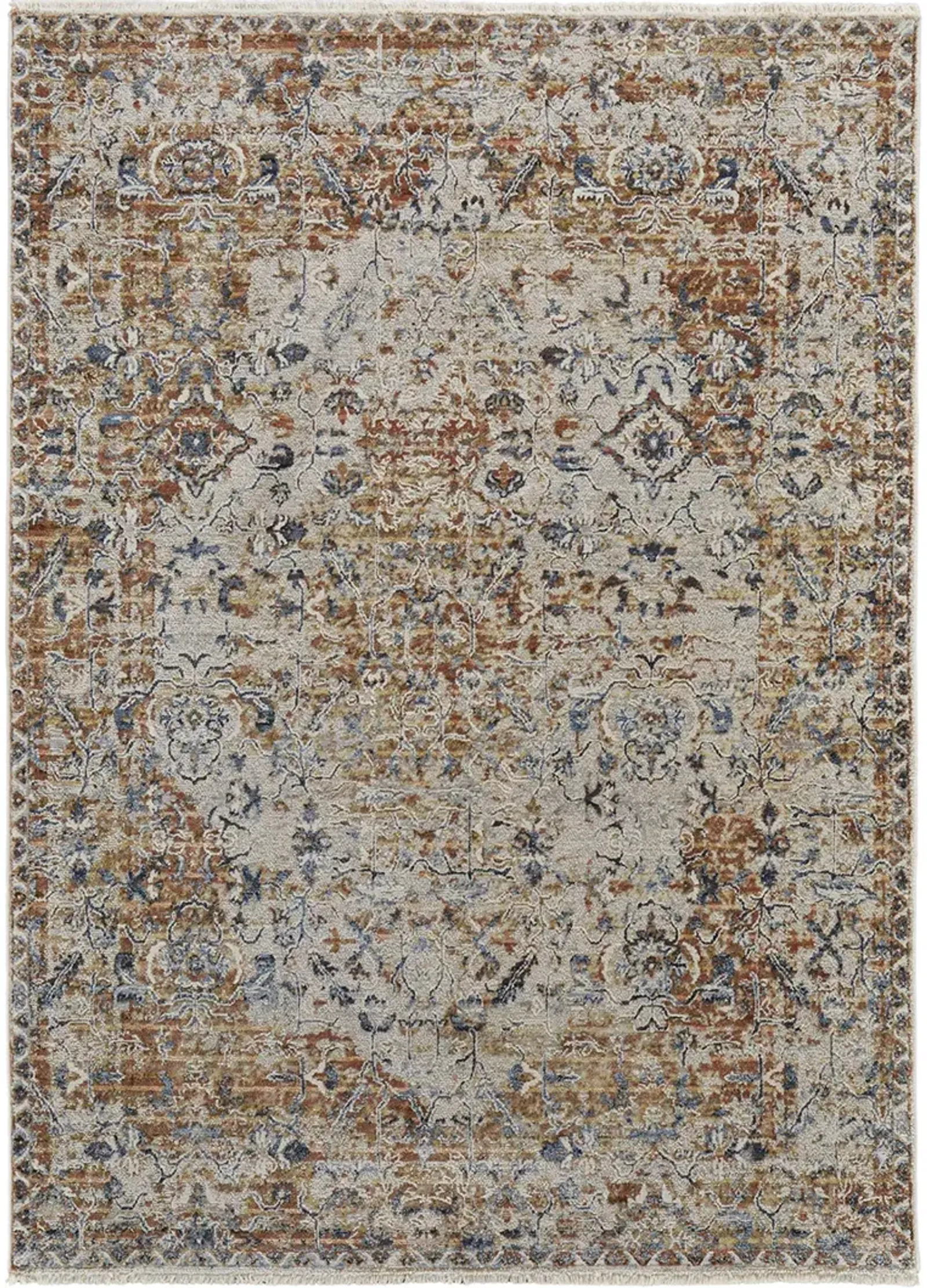 Kaia 39HVF Tan/Ivory/Orange 3' x 10' Rug