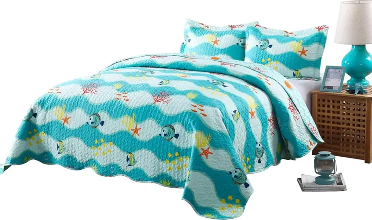 MarCielo Kids Beach Quilt Bedspread Set For Teens Girls Boys.