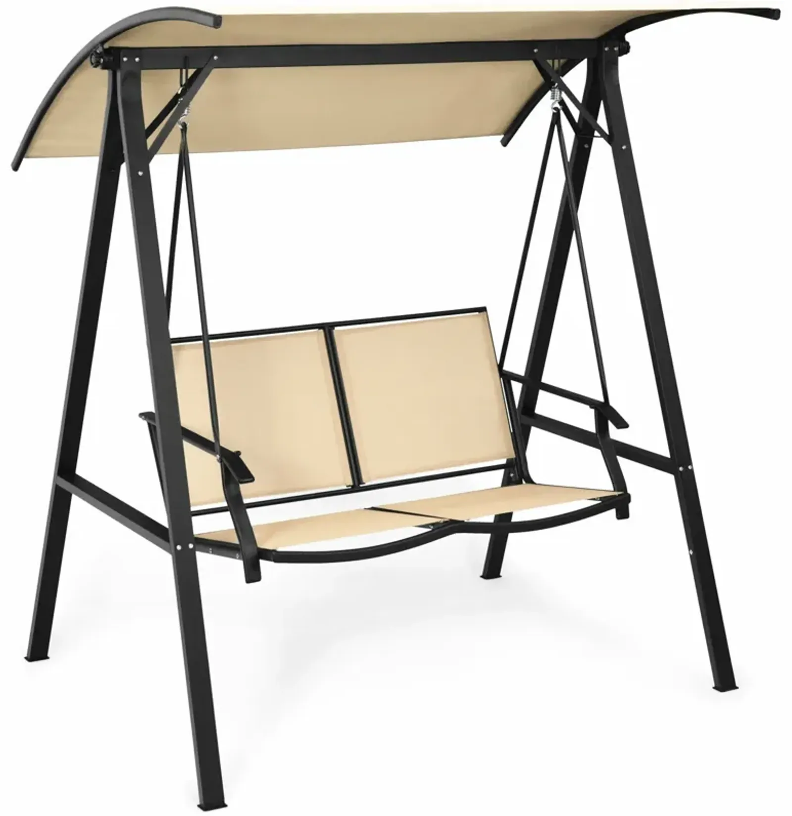 2 Person Patio Swing with Weather Resistant Glider and Adjustable Canopy