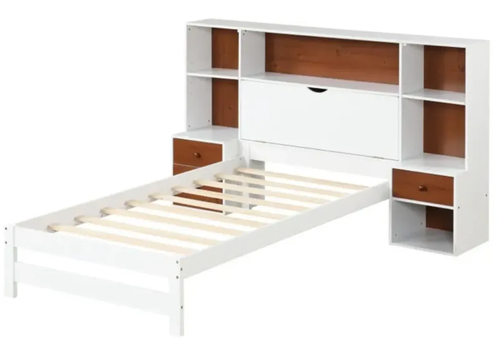 Bed Frame with Storage Headboard and Nightstands-Twin Size