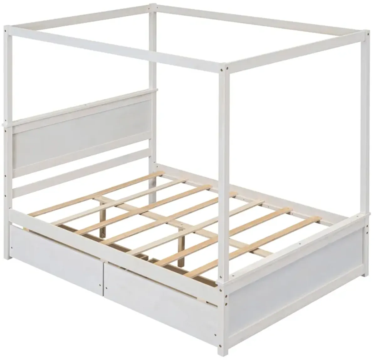 Streamdale Full-size wood canopy bed with drawers, no box spring needed