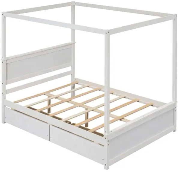 Streamdale Full-size wood canopy bed with drawers, no box spring needed