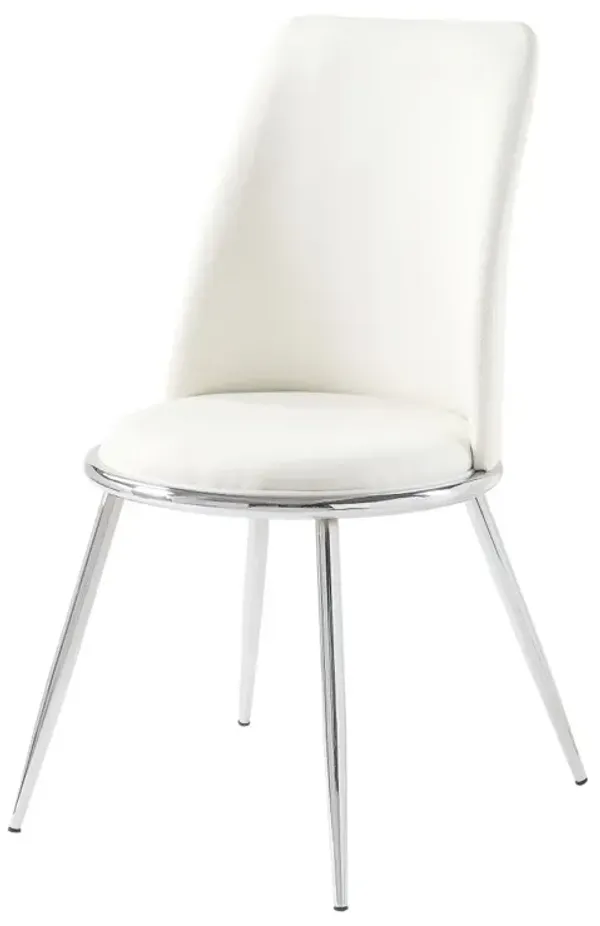 Weizor Side Chair (Set of 2), White PU & Chrome (2 Piece/1Ctn)