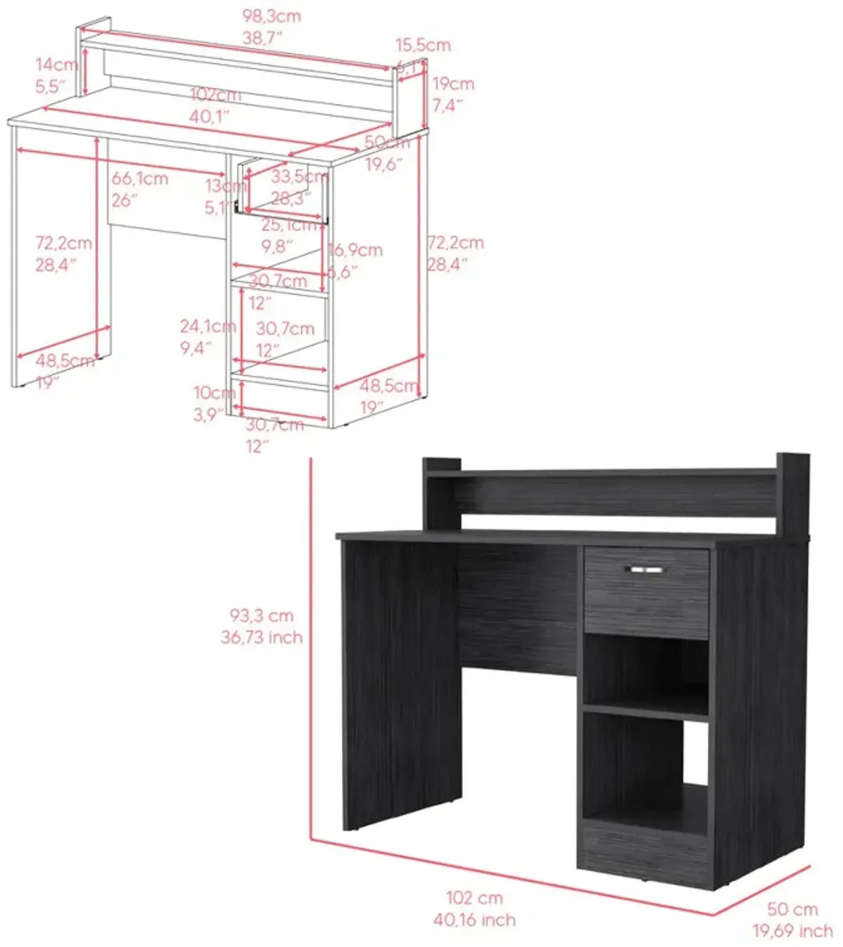 Computer Desk Delmar, Office, Smoky Oak