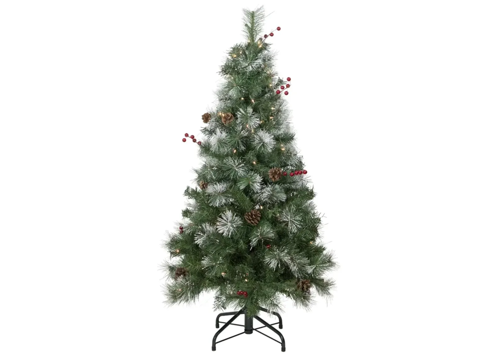 4' Pre-Lit Frosted Carolina Berry Spruce Artificial Christmas Tree  Clear Lights