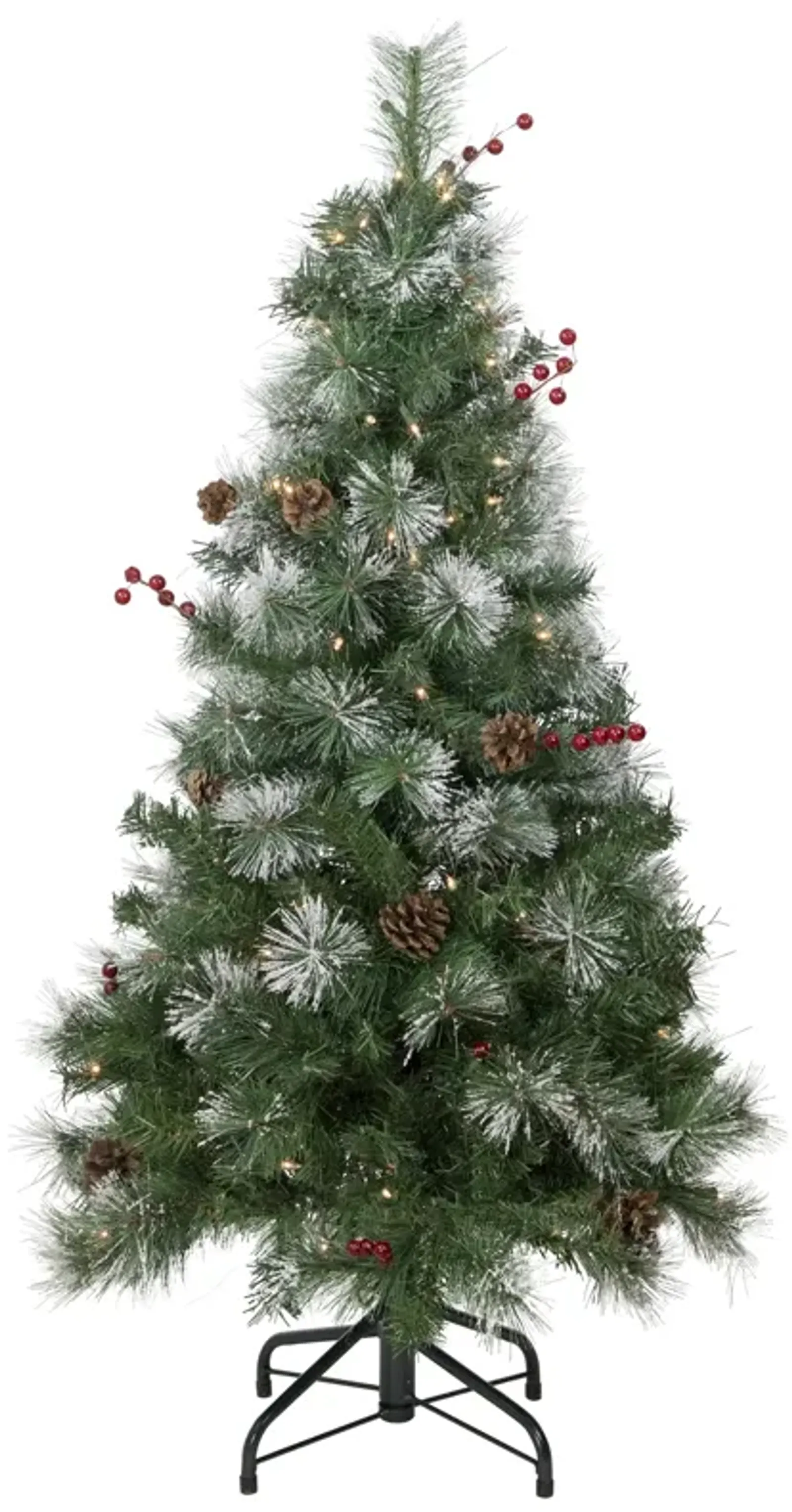 4' Pre-Lit Frosted Carolina Berry Spruce Artificial Christmas Tree  Clear Lights