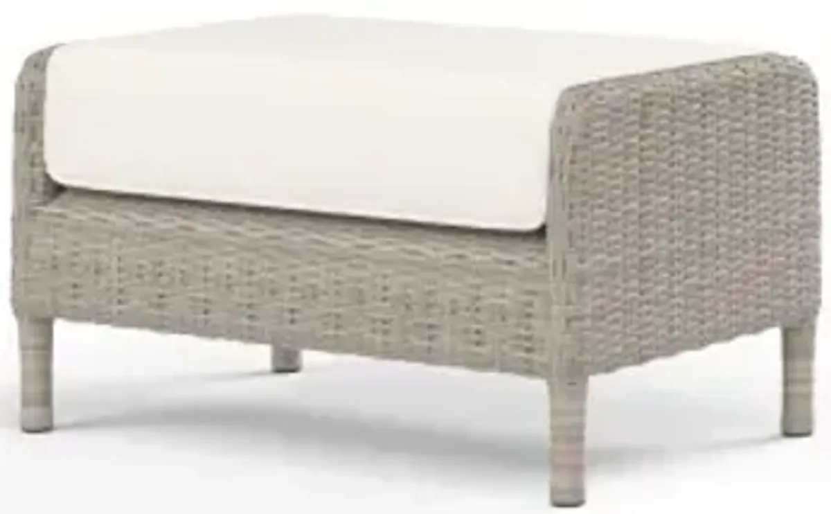 Manhattan Ottoman in Linen Canvas w/ Self Welt