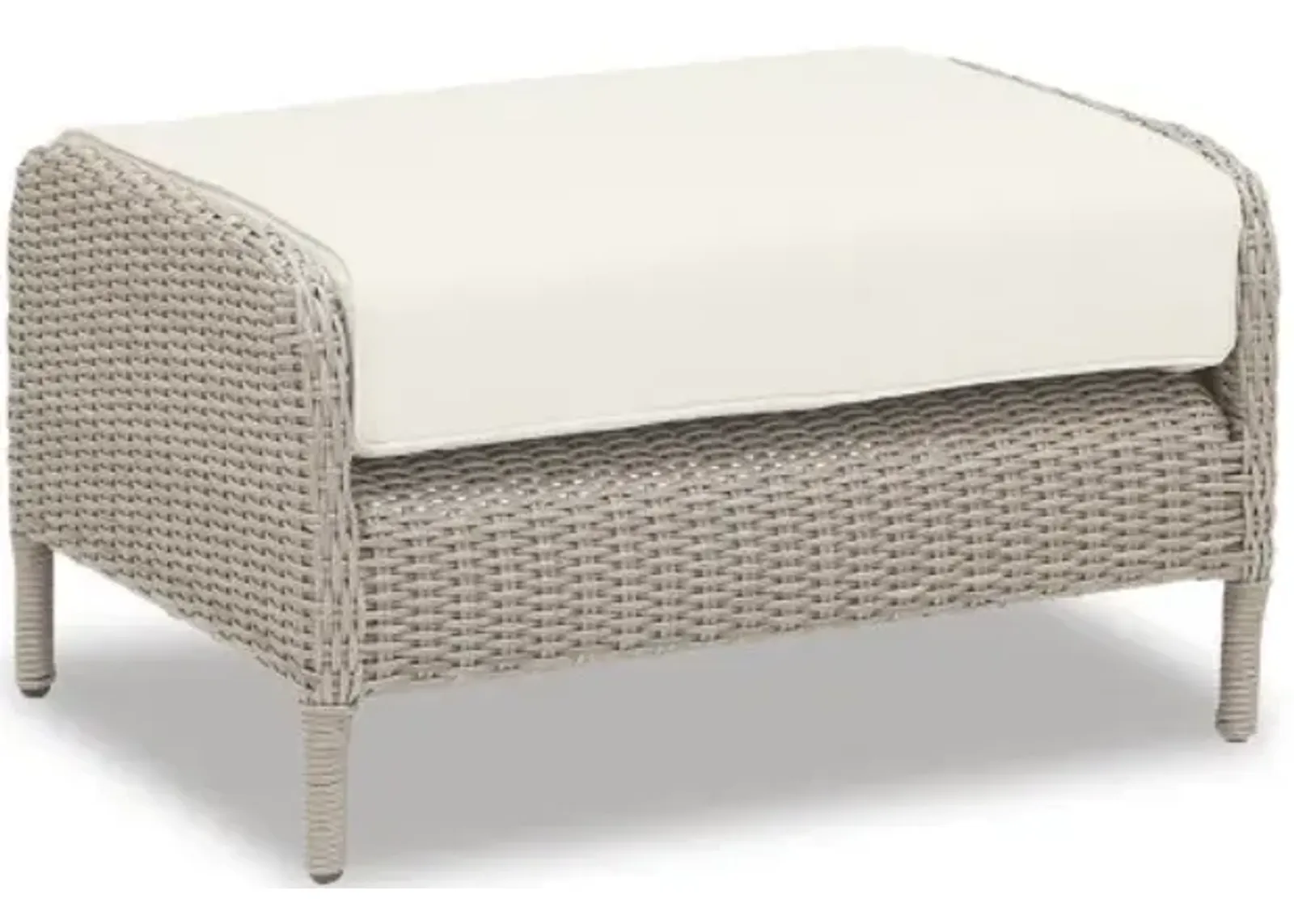 Manhattan Ottoman in Linen Canvas w/ Self Welt