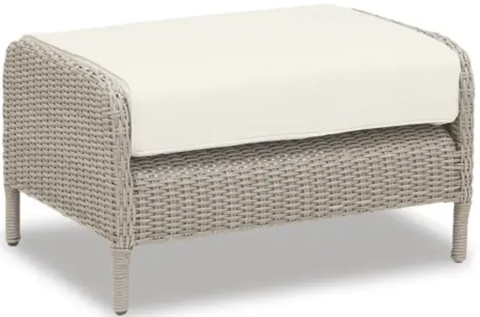 Manhattan Ottoman in Linen Canvas w/ Self Welt