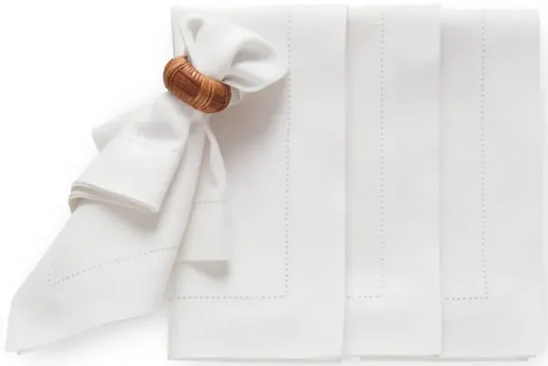 Solino Home 100% Pure Linen Dinner Napkins | Medium Weight Hemstitch