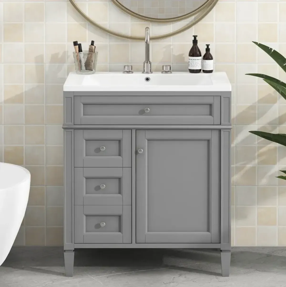 Modern Bathroom Vanity with Storage, Single Sink