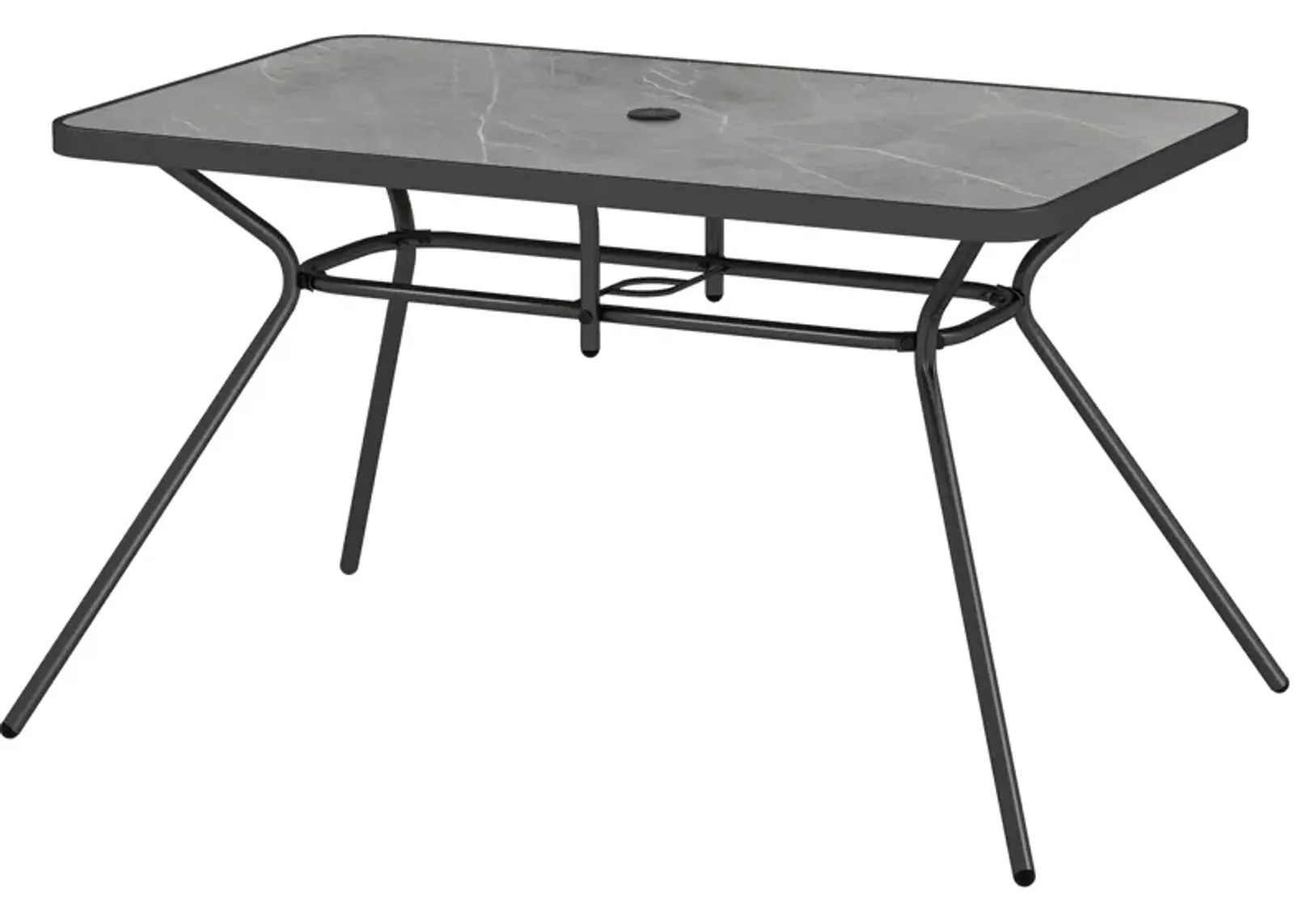 49 Inch Patio Rectangle Dining Table with Umbrella Hole