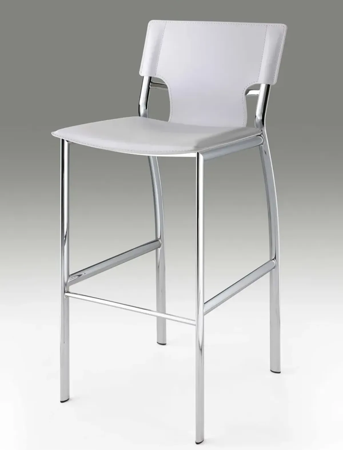 BLACK LEATHER BAR STOOL, CHROME BASE, 25"SEAT HIGH, set of 2