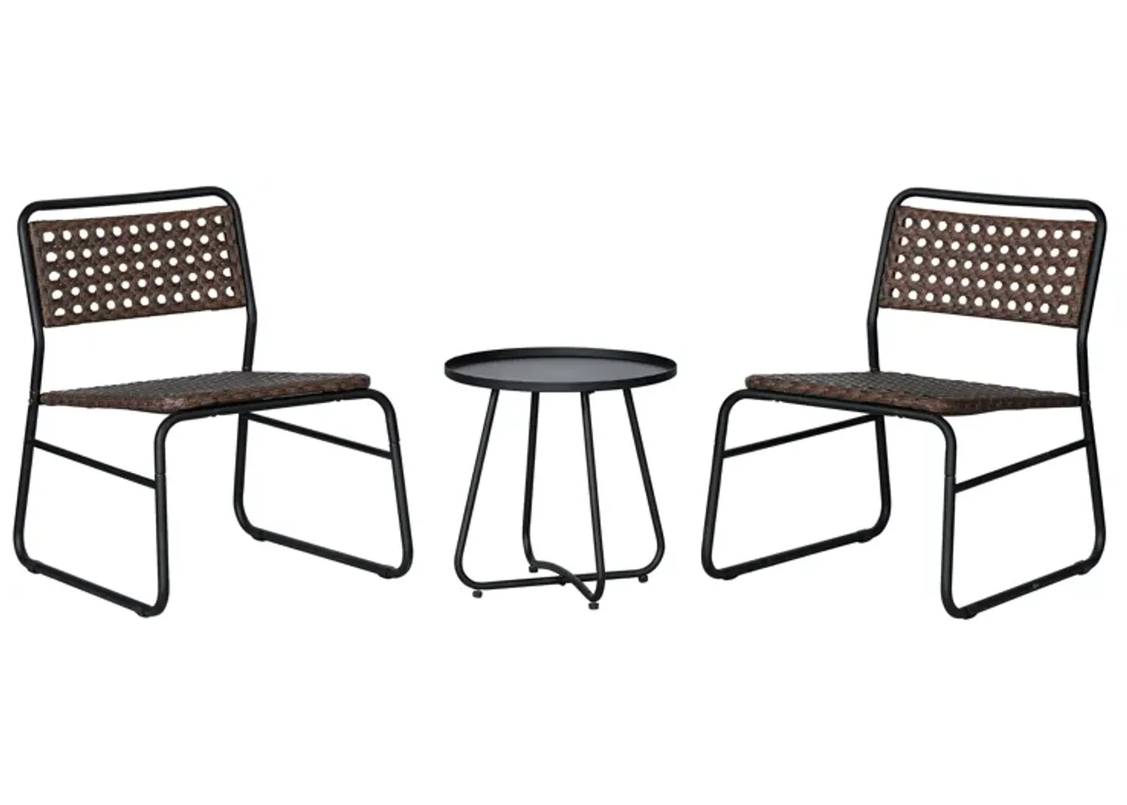 Freja 3-Piece Mid-Century Modern Faux Rattan Conversation Outdoor Patio Set