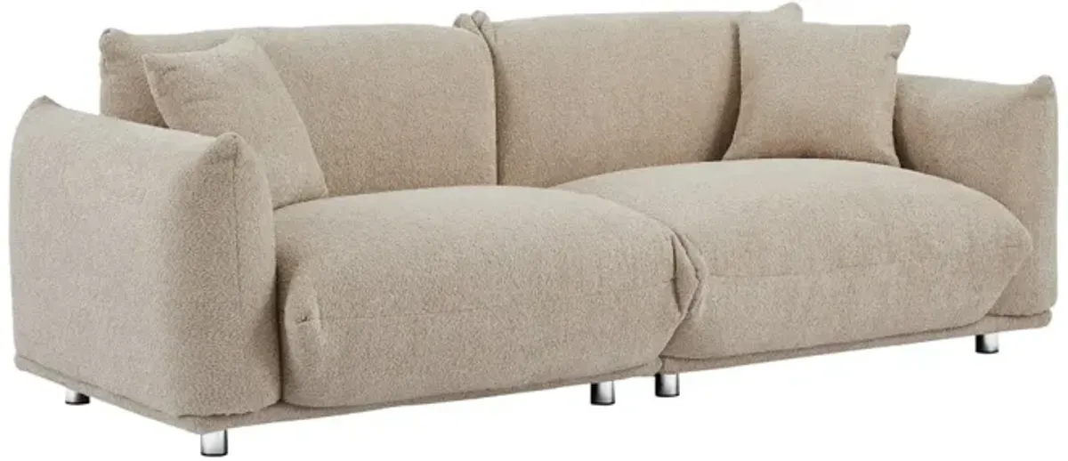 Sherpa Loveseat Sofa with Metal Legs, Solid Wood Frame Couch