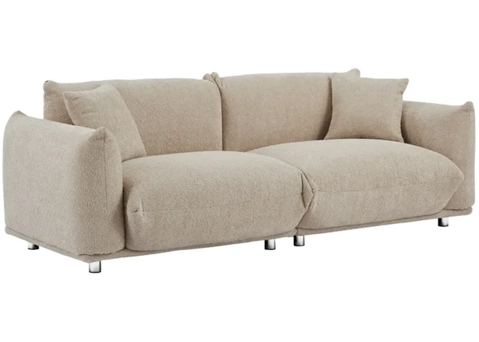 Sherpa Loveseat Sofa with Metal Legs, Solid Wood Frame Couch