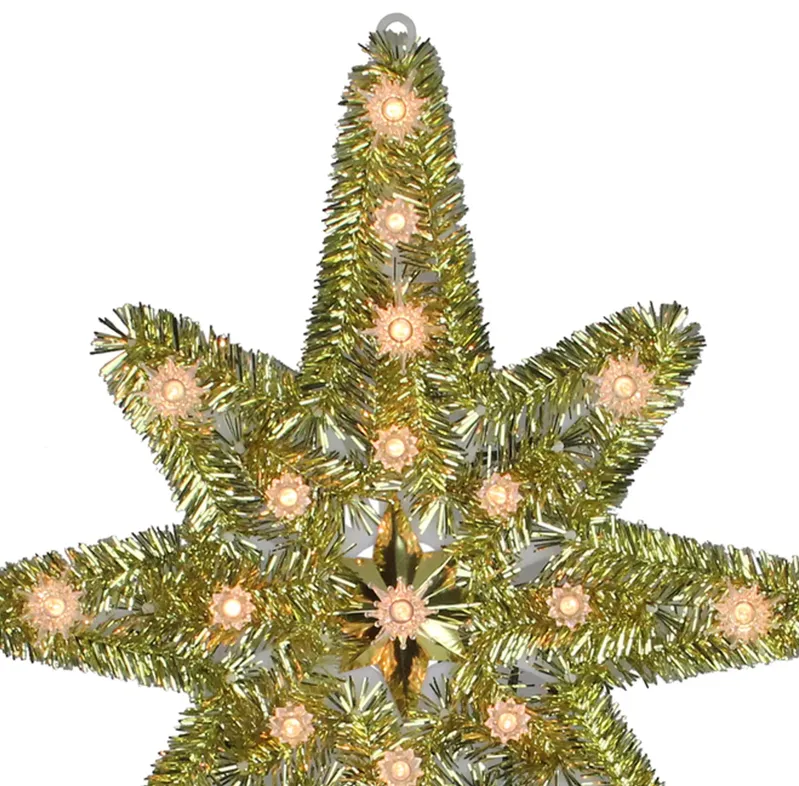 21" Gold Lighted Star of Bethlehem Christmas Tree Topper - Clear Lights