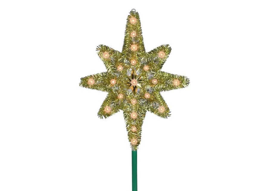 21" Gold Lighted Star of Bethlehem Christmas Tree Topper - Clear Lights