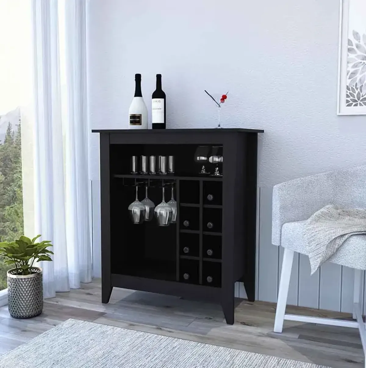 Bar Cabinet Castle, Living Room, Black