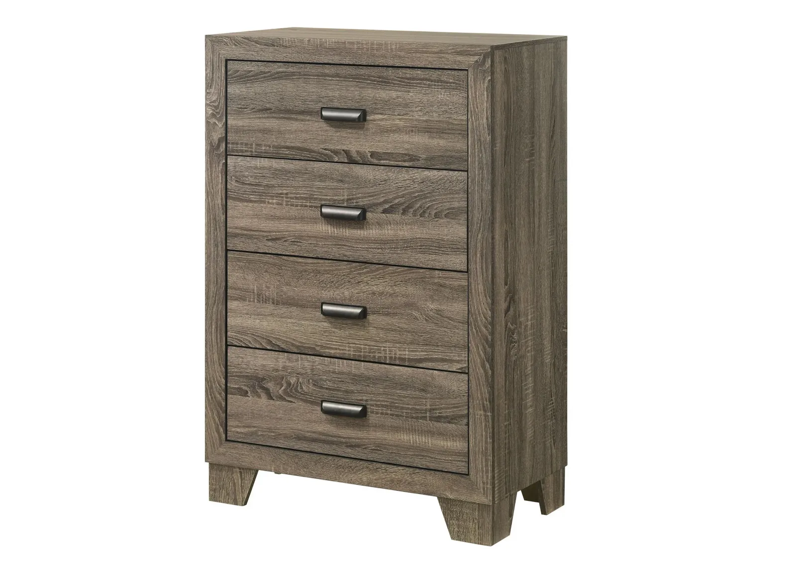 Shannon 45 Inch Tall Dresser Chest, Wood, Metal Handles, 4 Drawers, Brown - Benzara