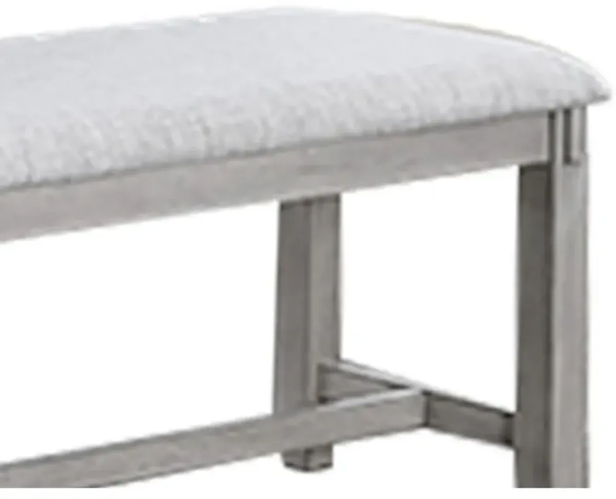 Peter 50 Inch Dining Bench, Fabric Upholstery, Cushioned, Driftwood Gray - Benzara