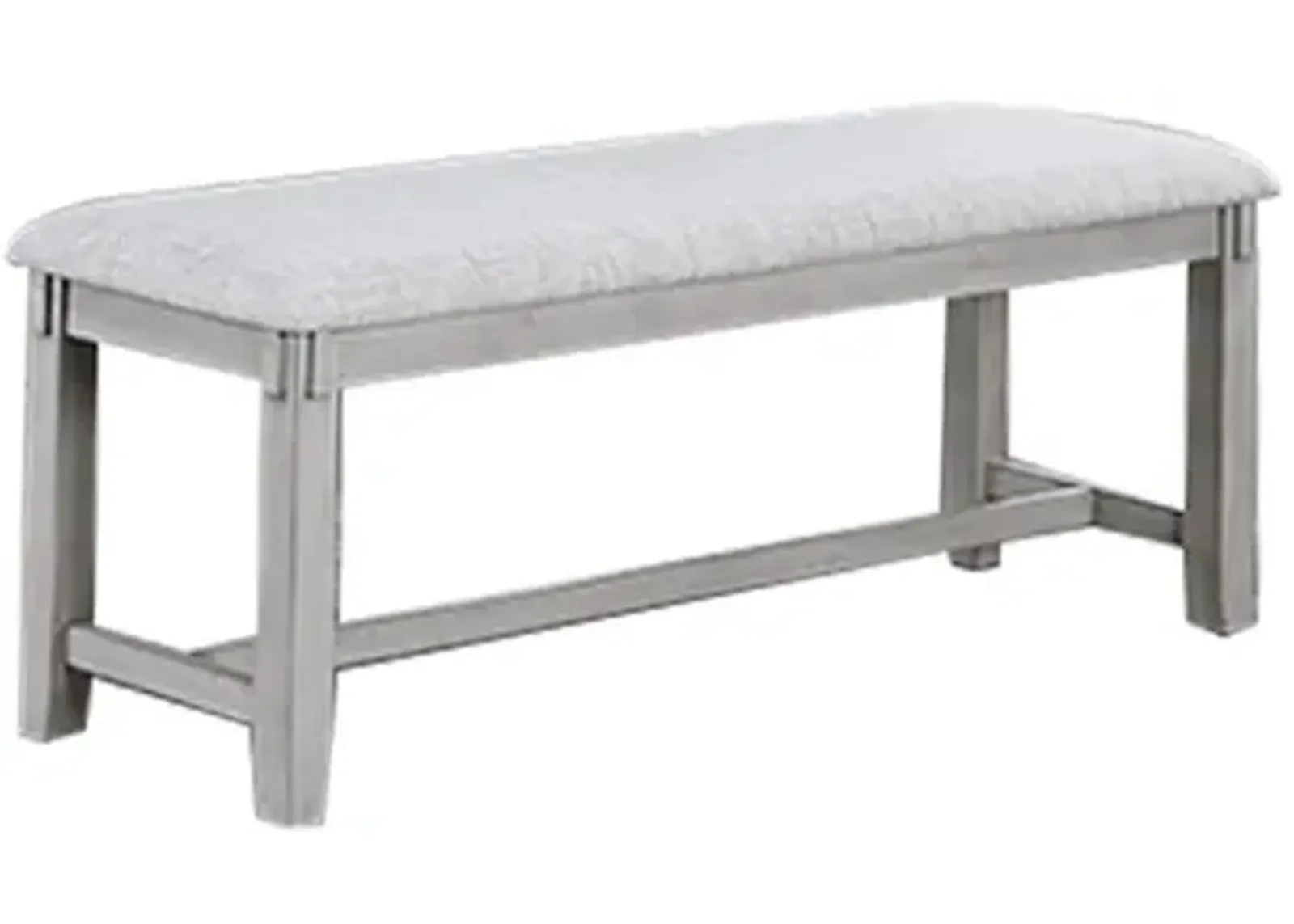 Peter 50 Inch Dining Bench, Fabric Upholstery, Cushioned, Driftwood Gray - Benzara